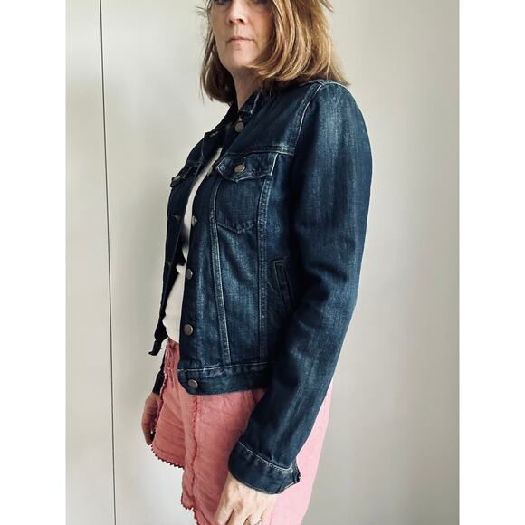 Y2K Gap Denim Jacket classic Dark Wash Fall Staple Cotton Unisex - Picture 6 of 8
